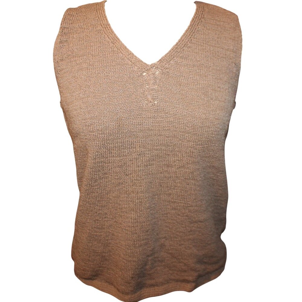 PENDLETON Petite Knit Top Sz M Vintage Sleeveless Tank Blouse Beachy Summer Fall